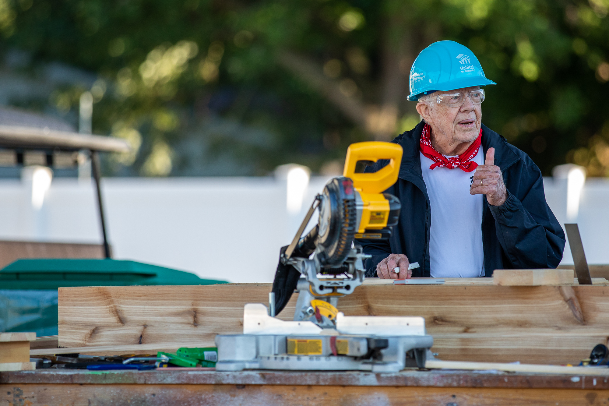 President Jimmy Carter on a Habitat for Humanity build site